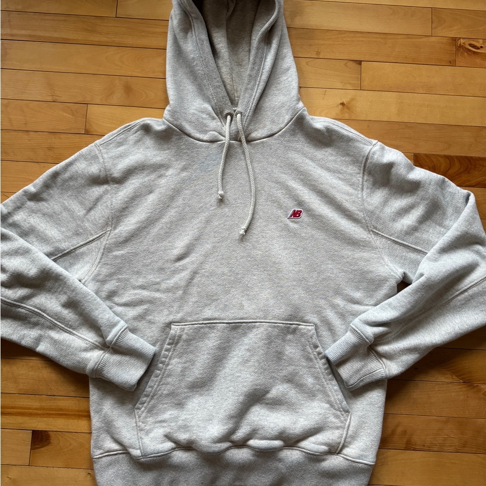New Balance Made in USA Core Hoodie Oatmeal Heather French Terry Cloth Large
